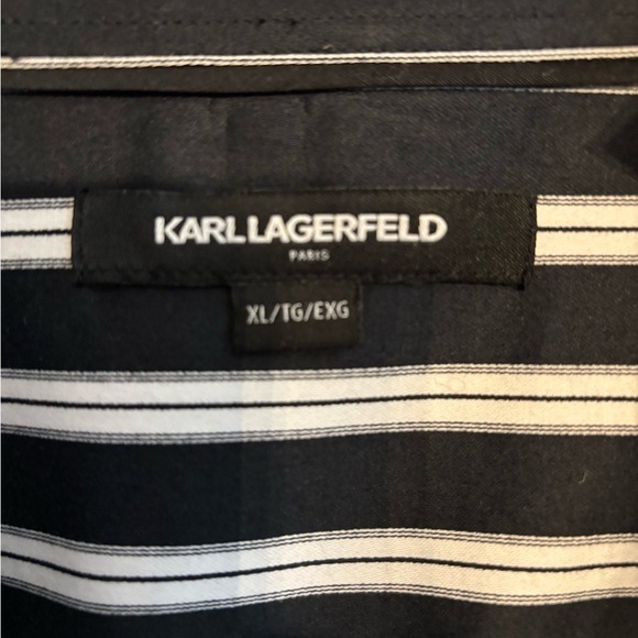 Karl Lagerfeld Black and White Striped Dress Shirt - Picture 4 of 5